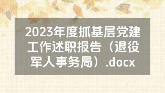 2023年度抓基层党建工作述职报告（退役军人事务局）.docx
