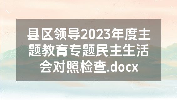 县区领导2023年度主题教育专题民主生活会对照检查.docx