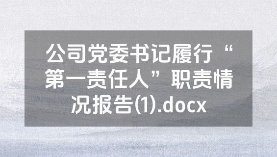 公司党委书记履行“第一责任人”职责情况报告(1).docx