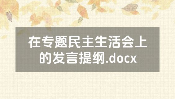 在专题民主生活会上的发言提纲.docx