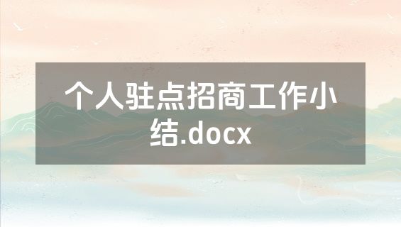 个人驻点招商工作小结.docx