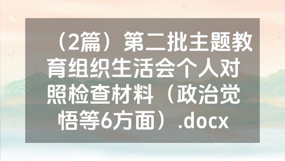 （2篇）第二批主题教育组织生活会个人对照检查材料（政治觉悟等6方面）.docx