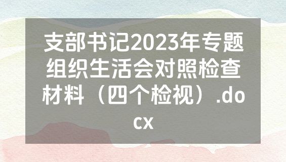 支部书记2023年专题组织生活会对照检查材料（四个检视）.docx
