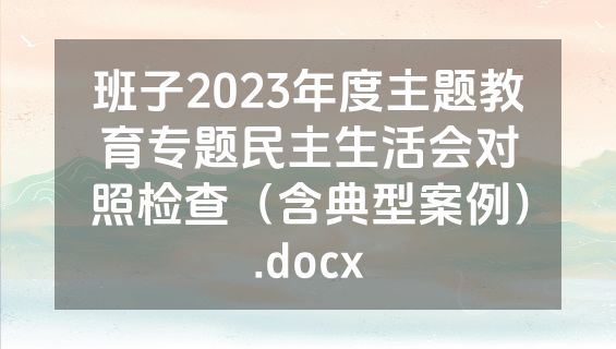 班子2023年度主题教育专题民主生活会对照检查（含典型案例）.docx