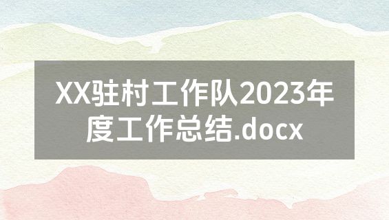 XX驻村工作队2023年度工作总结.docx