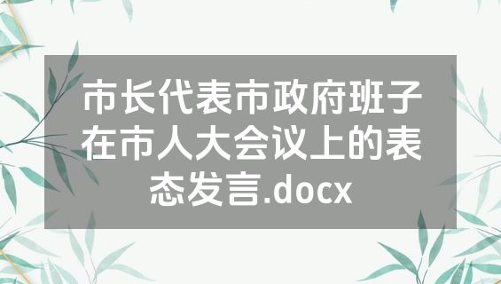 市长代表市政府班子在市人大会议上的表态发言.docx