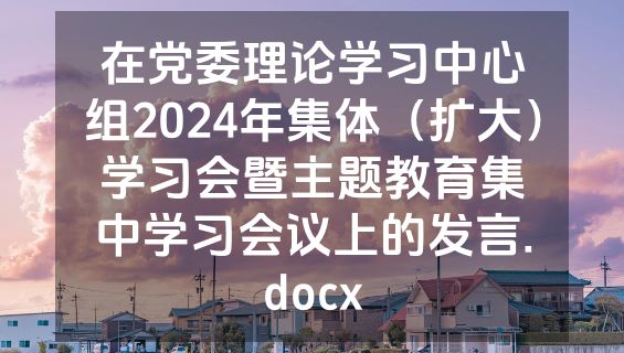 在党委理论学习中心组2024年集体（扩大）学习会暨主题教育集中学习会议上的发言.docx