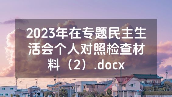 2023年在专题民主生活会个人对照检查材料（2）.docx