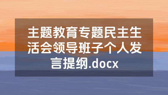 主题教育专题民主生活会领导班子个人发言提纲.docx