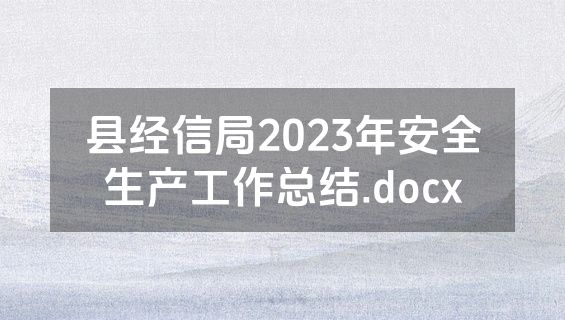 县经信局2023年安全生产工作总结.docx