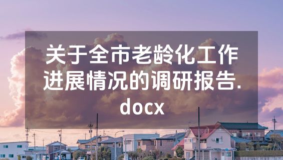 关于全市老龄化工作进展情况的调研报告.docx