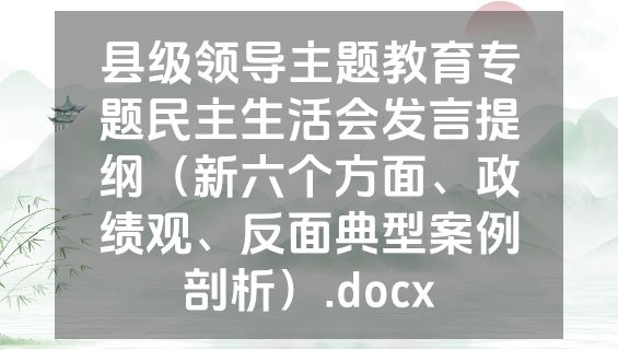 县级领导主题教育专题民主生活会发言提纲（新六个方面、政绩观、反面典型案例剖析）.docx