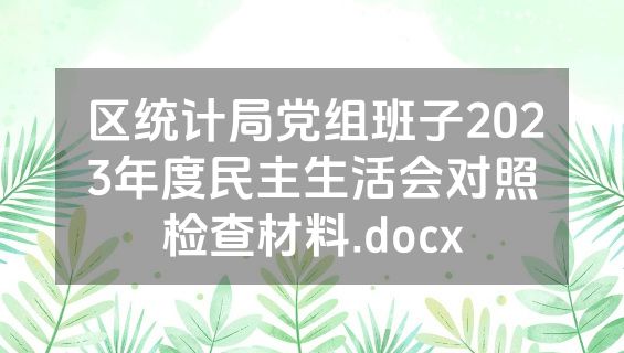 区统计局党组班子2023年度民主生活会对照检查材料.docx