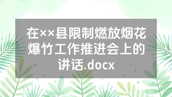 在××县限制燃放烟花爆竹工作推进会上的讲话.docx