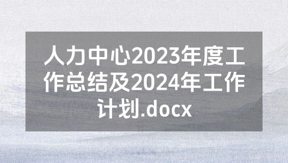 人力中心2023年度工作总结及2024年工作计划.docx