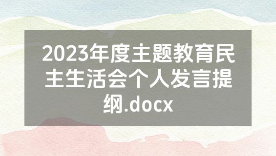 2023年度主题教育民主生活会个人发言提纲.docx