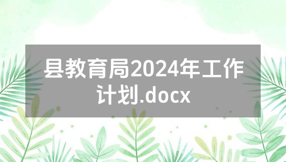 县教育局2024年工作计划.docx