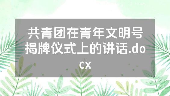 共青团在青年文明号揭牌仪式上的讲话.docx