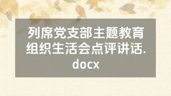 列席党支部主题教育组织生活会点评讲话.docx