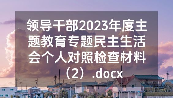 领导干部2023年度主题教育专题民主生活会个人对照检查材料（2）.docx