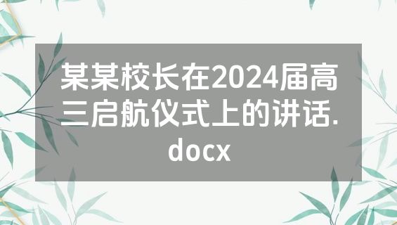 某某校长在2024届高三启航仪式上的讲话.docx