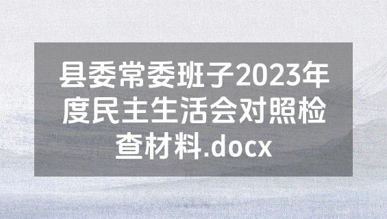 县委常委班子2023年度民主生活会对照检查材料.docx