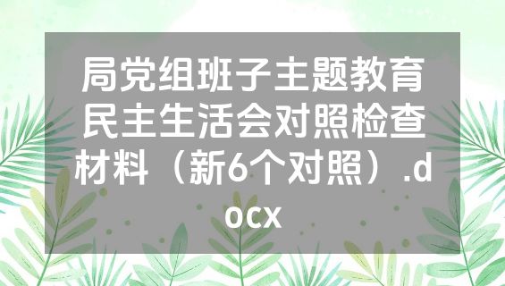 局党组班子主题教育民主生活会对照检查材料（新6个对照）.docx