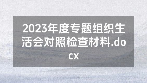 2023年度专题组织生活会对照检查材料.docx