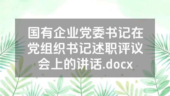 国有企业党委书记在党组织书记述职评议会上的讲话.docx