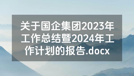 关于国企集团2023年工作总结暨2024年工作计划的报告.docx