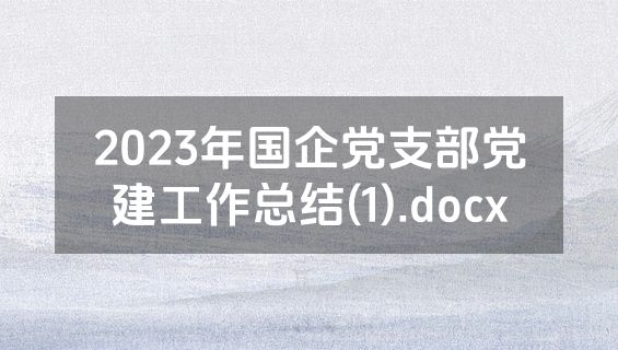 2023年国企党支部党建工作总结(1).docx