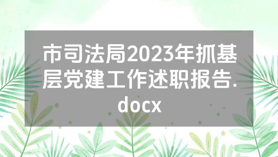 市司法局2023年抓基层党建工作述职报告.docx