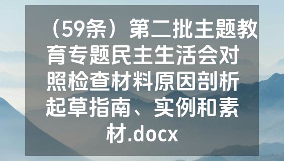 （59条）第二批主题教育专题民主生活会对照检查材料原因剖析起草指南、实例和素材.docx