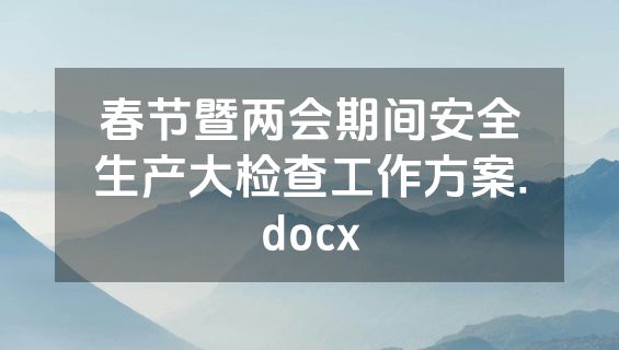 春节暨两会期间安全生产大检查工作方案.docx