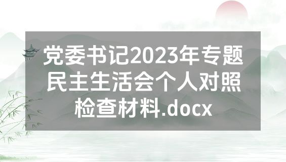 党委书记2023年专题民主生活会个人对照检查材料.docx