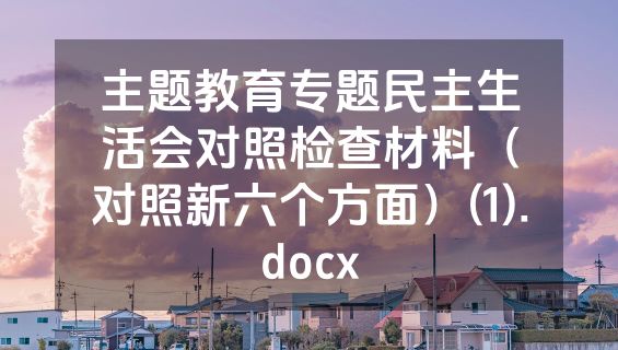 主题教育专题民主生活会对照检查材料（对照新六个方面）(1).docx