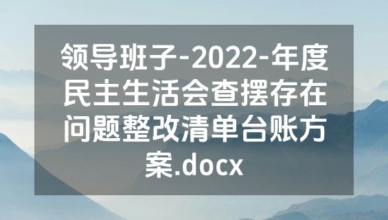 领导班子-2022-年度民主生活会查摆存在问题整改清单台账方案.docx