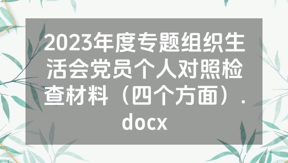 2023年度专题组织生活会党员个人对照检查材料（四个方面）.docx