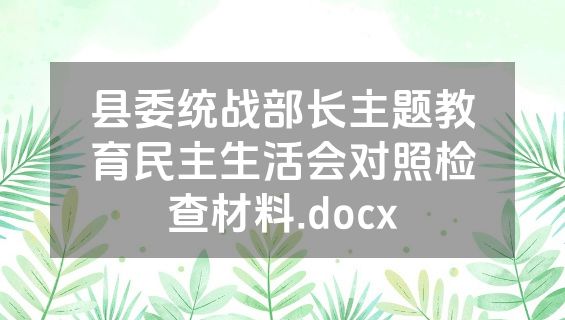 县委统战部长主题教育民主生活会对照检查材料.docx