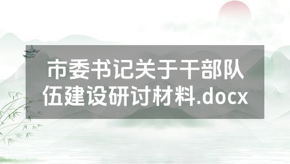 市委书记关于干部队伍建设研讨材料.docx