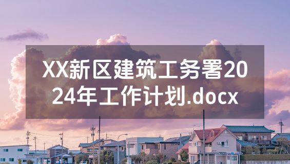 XX新区建筑工务署2024年工作计划.docx