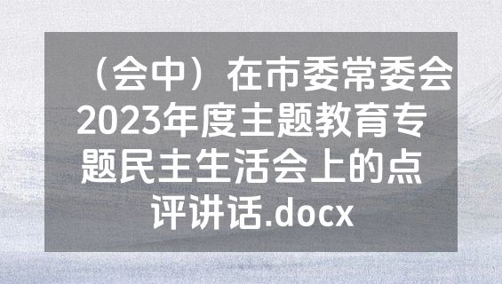 （会中）在市委常委会2023年度主题教育专题民主生活会上的点评讲话.docx