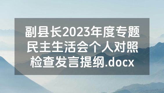 副县长2023年度专题民主生活会个人对照检查发言提纲.docx