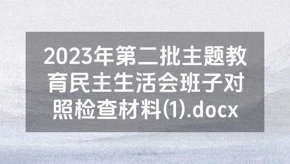 2023年第二批主题教育民主生活会班子对照检查材料(1).docx