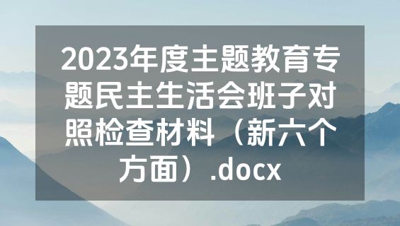 2023年度主题教育专题民主生活会班子对照检查材料（新六个方面）.docx