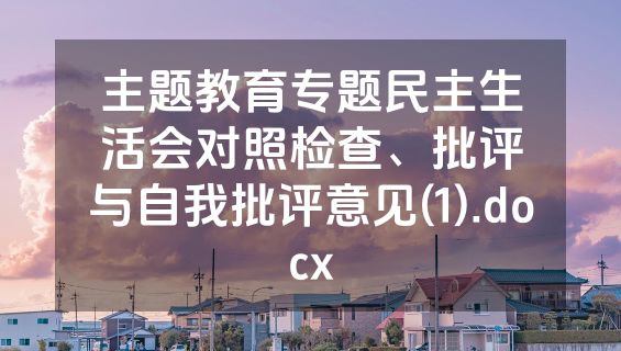 主题教育专题民主生活会对照检查、批评与自我批评意见(1).docx