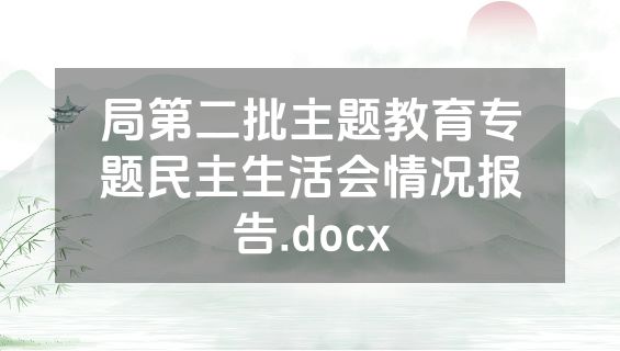 局第二批主题教育专题民主生活会情况报告.docx
