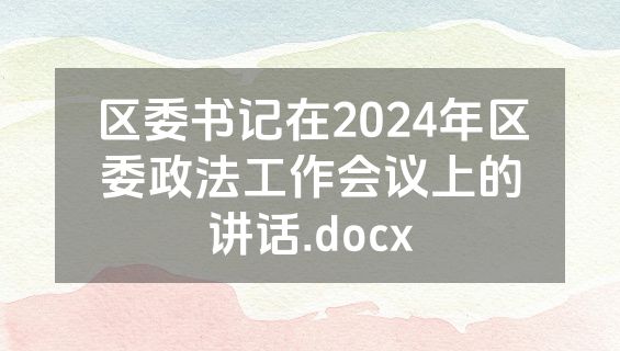 区委书记在2024年区委政法工作会议上的讲话.docx