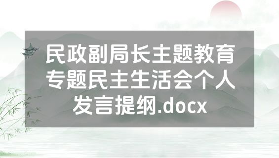 民政副局长主题教育专题民主生活会个人发言提纲.docx