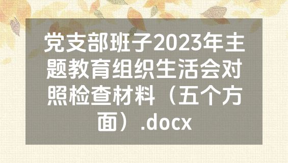 党支部班子2023年主题教育组织生活会对照检查材料（五个方面）.docx